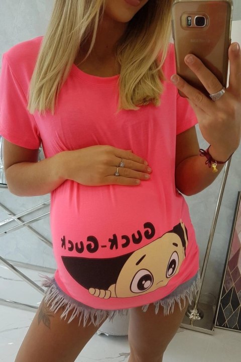 Bluzka ciążowa Guck różowy neon M-L-XL