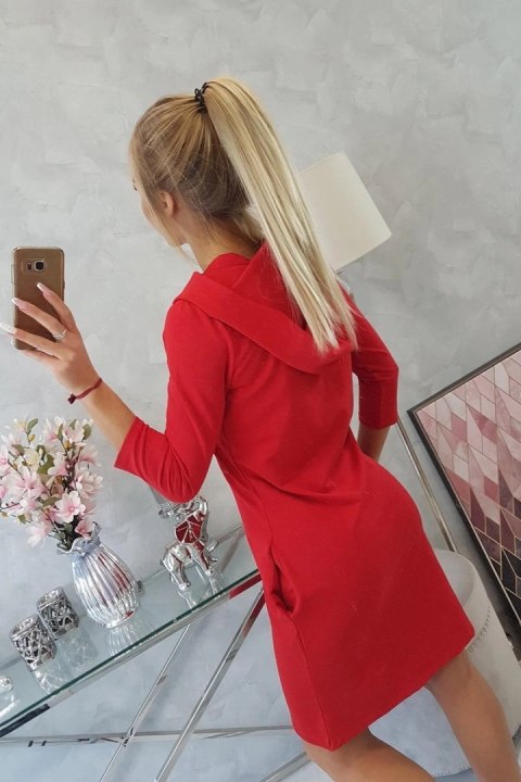 Sukienka z kapturem i kieszeniami czerwona uniwersalny