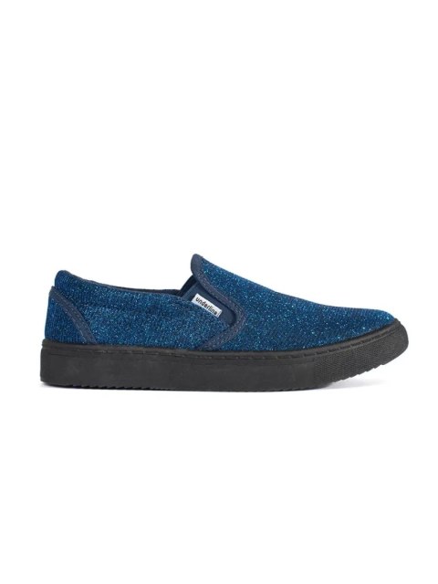 Niebieskie brokatowe trampki slip on - 37