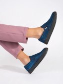 Niebieskie brokatowe trampki slip on - 37