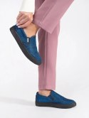 Niebieskie brokatowe trampki slip on - 37