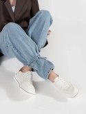 Białe dziurkowane skórzane sneakersy - 41