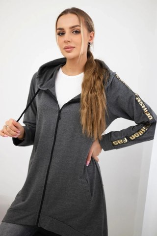 Bluza z suwakiem z tyłu grafit melanż uniwersalny