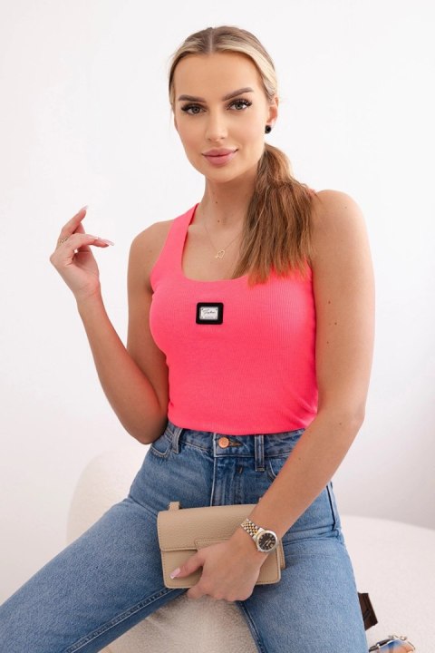 Bluzka prążkowana z blaszką różowy neon uniwersalny