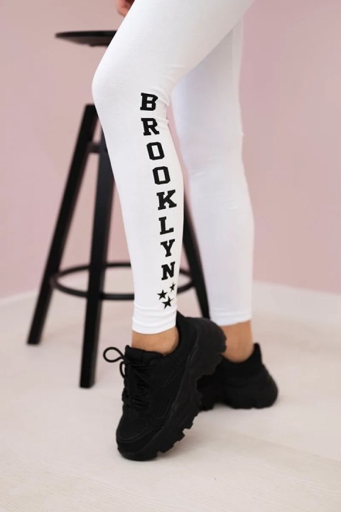 Spodnie leginsy Brooklyn białe uniwersalny
