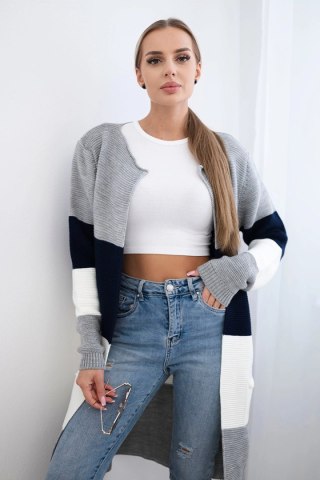 Sweter Kardigan w pasy szary+granatowy uniwersalny