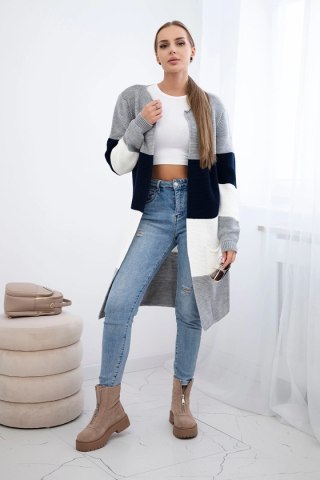 Sweter Kardigan w pasy szary+granatowy uniwersalny