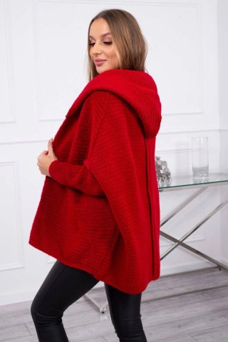 Sweter z kapturem i rękawami typu nietoperz czerwony uniwersalny