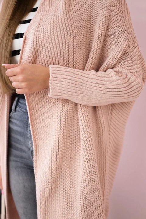 Sweter z rękawami typu nietoperz pudrowy róż uniwersalny