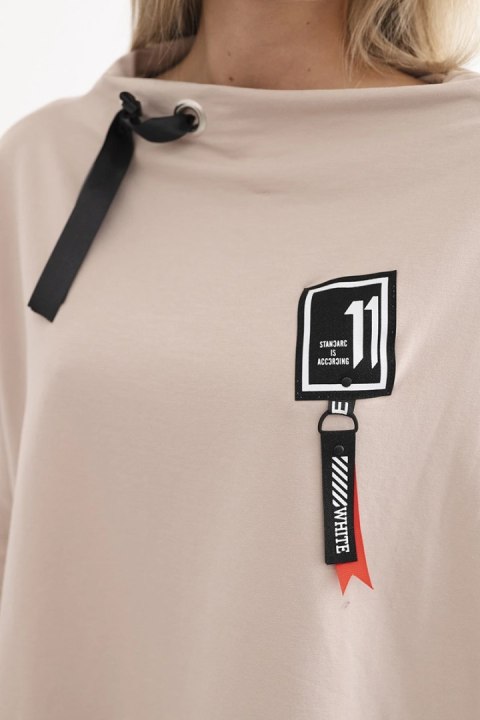 Bluza oversize z asymetrycznymi bokami beżowa uniwersalny