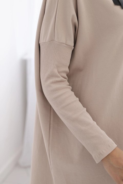 Bluza oversize z asymetrycznymi bokami beżowa uniwersalny