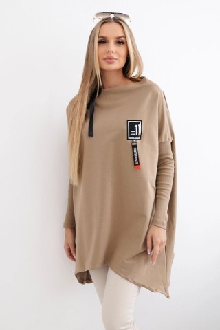 Bluza oversize z asymetrycznymi bokami camelowa uniwersalny