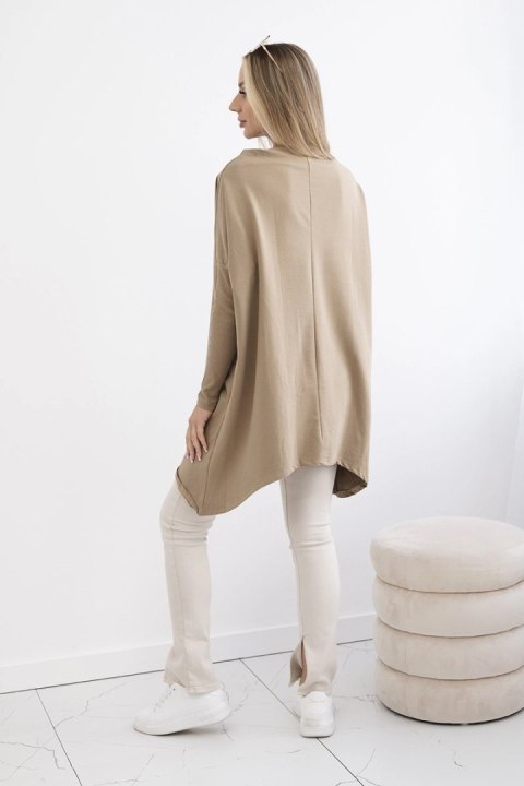 Bluza oversize z asymetrycznymi bokami camelowa uniwersalny
