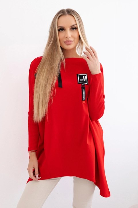 Bluza oversize z asymetrycznymi bokami czerwona uniwersalny