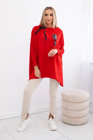 Bluza oversize z asymetrycznymi bokami czerwona uniwersalny