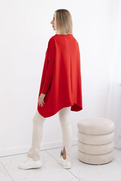 Bluza oversize z asymetrycznymi bokami czerwona uniwersalny