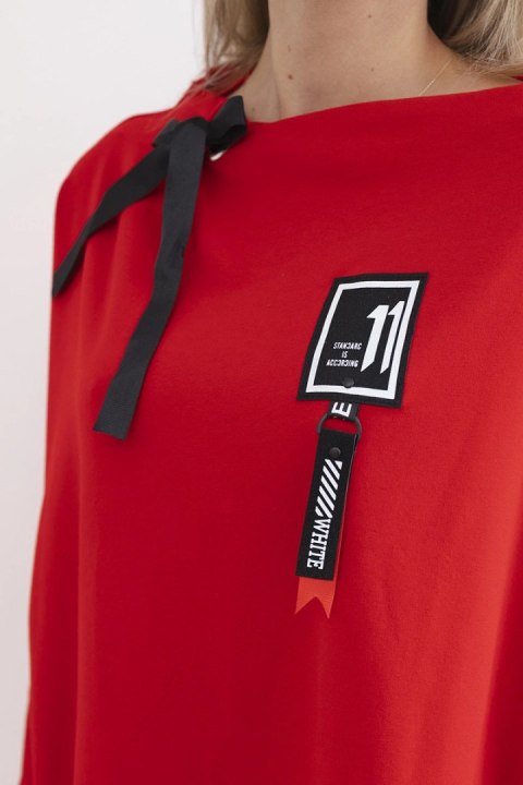 Bluza oversize z asymetrycznymi bokami czerwona uniwersalny