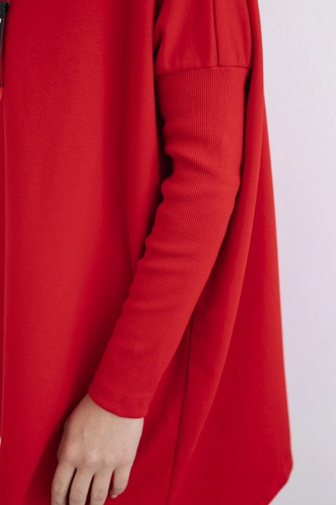 Bluza oversize z asymetrycznymi bokami czerwona uniwersalny