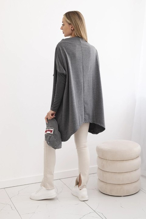 Bluza oversize z asymetrycznymi bokami grafitowa uniwersalny