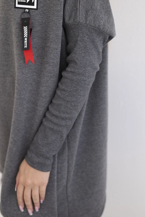 Bluza oversize z asymetrycznymi bokami grafitowa uniwersalny