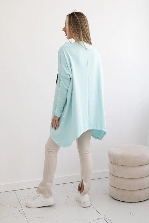 Bluza oversize z asymetrycznymi bokami miętowa uniwersalny Bluza oversize z asymetrycznymi bokami miętowa uniwersalny
