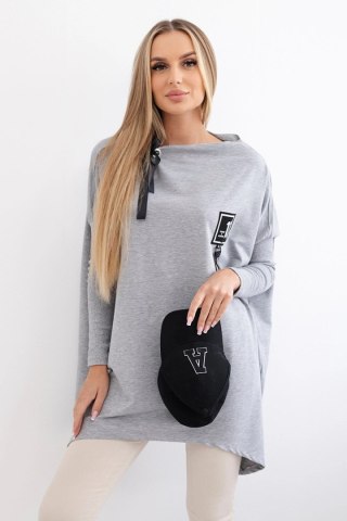 Bluza oversize z asymetrycznymi bokami szara uniwersalny