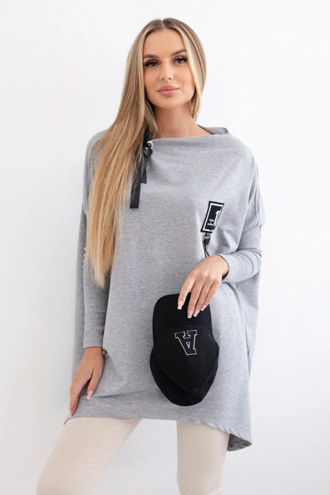Bluza oversize z asymetrycznymi bokami szara uniwersalny