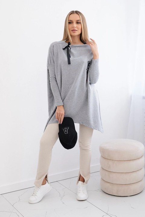 Bluza oversize z asymetrycznymi bokami szara uniwersalny