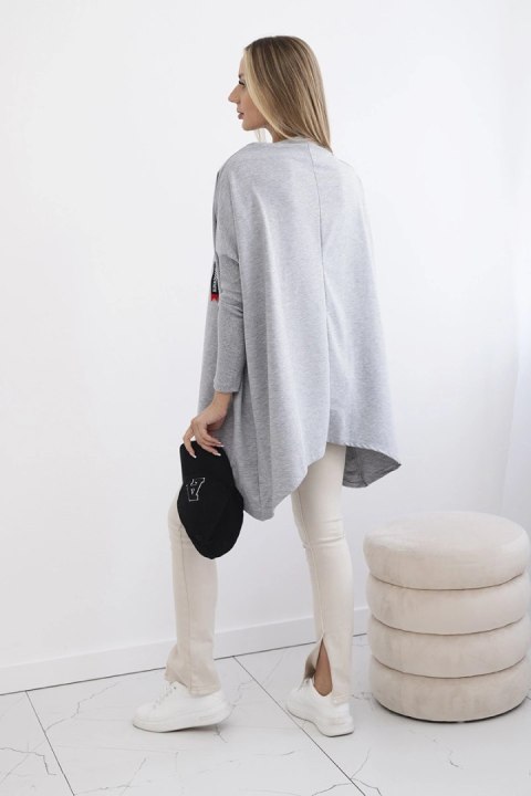 Bluza oversize z asymetrycznymi bokami szara uniwersalny