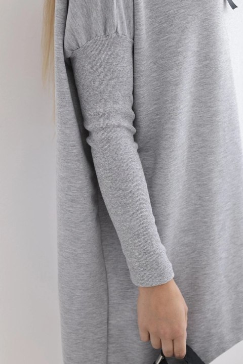 Bluza oversize z asymetrycznymi bokami szara uniwersalny