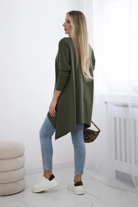 Bluzka oversize z nadrukiem tęczowych ust khaki uniwersalny