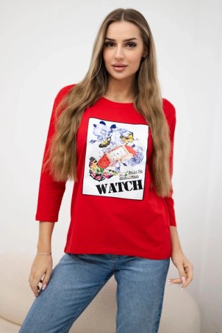 Bluzka z grafiką 3D Watch czerwona uniwersalny