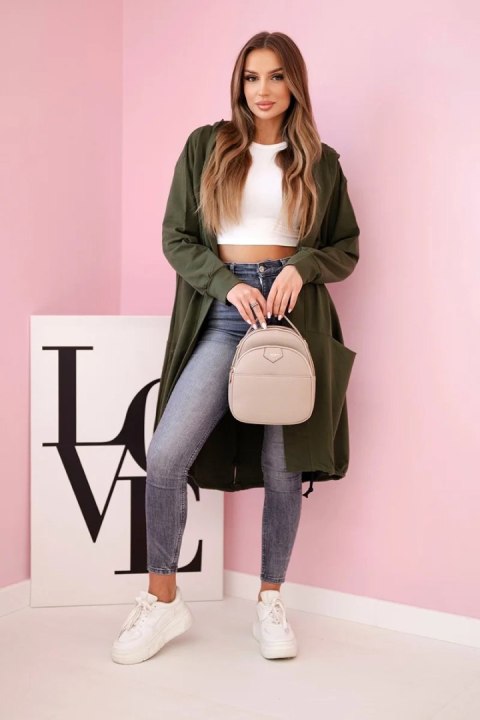 Narzutka z kapturem oversize khaki uniwersalny
