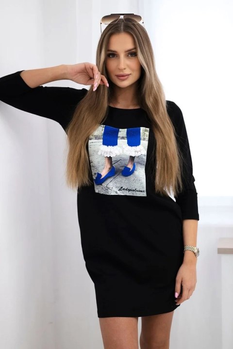 Sukienka z grafiką 3D z cyrkoniami czarna uniwersalny