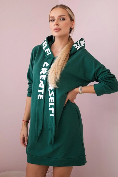 Sukienka z kapturem Oversize ciemno zielona uniwersalny
