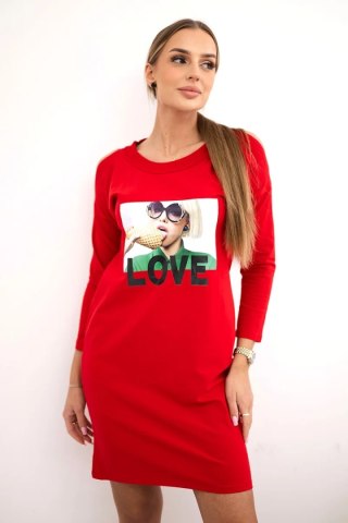 Sukienka z nadrukiem Love czerwona uniwersalny