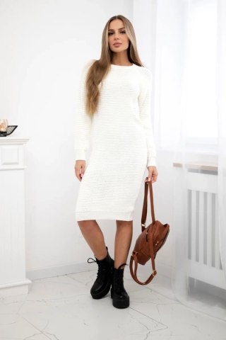 Sweter Sukienka w prążek ecru uniwersalny