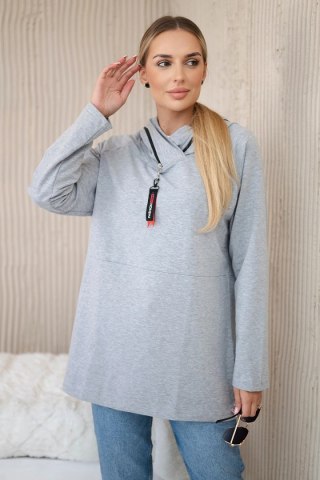 Tunika z suwakiem na kapturze Oversize szara uniwersalny