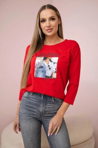 Bluzka z nadrukiem Collage czerwona uniwersalny
