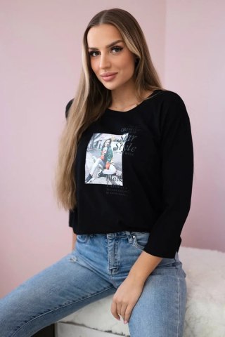 Bluzka z nadrukiem Star Style czarna uniwersalny