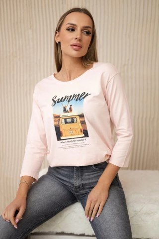 Bluzka z nadrukiem Summer car pudrowy róż uniwersalny