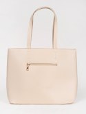 Duża beżowa torebka shopper z ćwiekami - one size