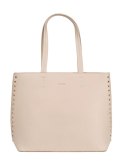 Duża beżowa torebka shopper z ćwiekami - one size