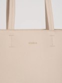 Duża beżowa torebka shopper z ćwiekami - one size