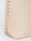 Duża beżowa torebka shopper z ćwiekami - one size