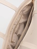 Duża beżowa torebka shopper z ćwiekami - one size