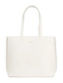 Duża biała torebka shopper z ćwiekami - one size