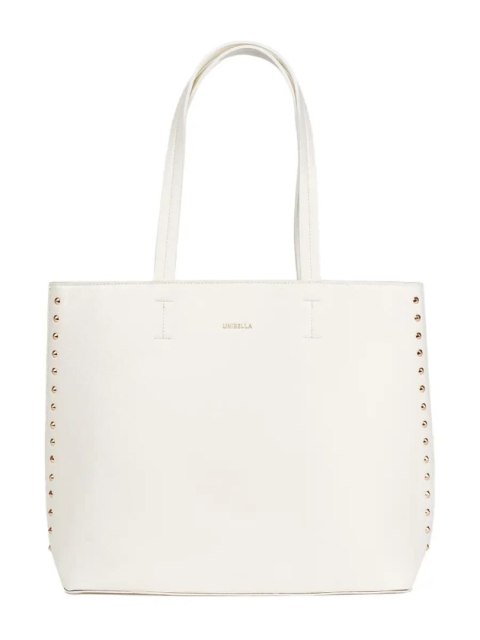 Duża biała torebka shopper z ćwiekami - one size
