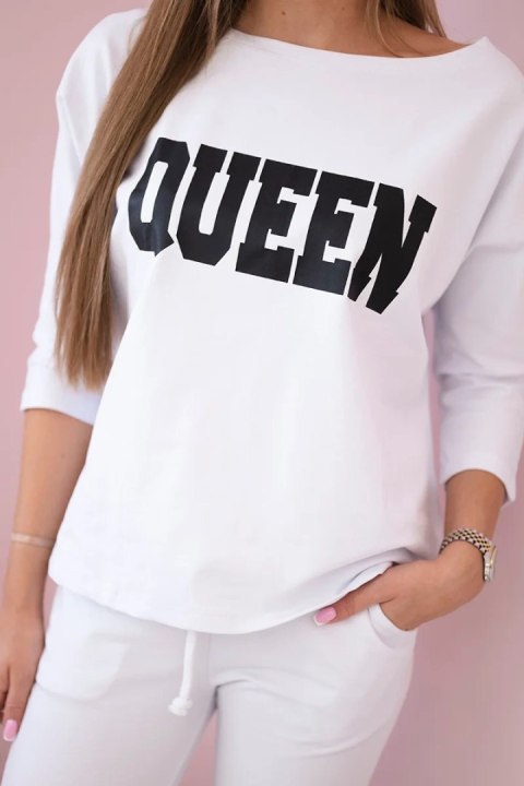 Komplet z nadrukiem Queen biała uniwersalny
