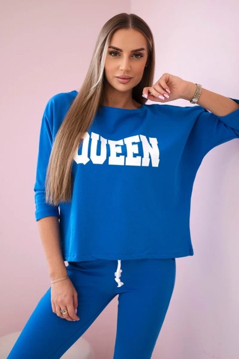 Komplet z nadrukiem Queen chabrowy uniwersalny
